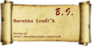 Beretka Izsák névjegykártya